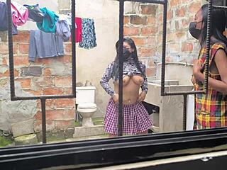 हॉट लैटिना हाउसवाइव्स लॉन्ड्री के बाद घरेलू पोर्न में स्लट बन जाती हैं