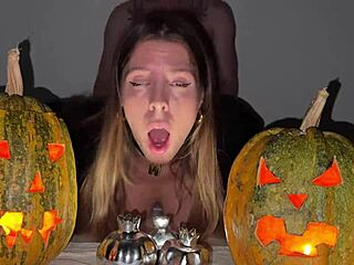 submissive girl squirts on monster cock during halloween blowjob and doggystyle fun