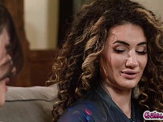 Arabelle Raphael And Sarah Arabic Have Hot Lesbian Sex On Couch!