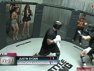 chubby brunette slut with big tits fucks fighter