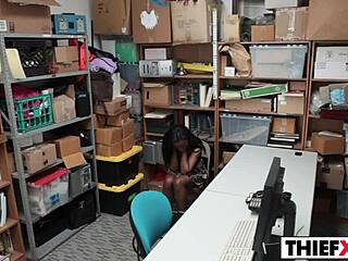 Daya Knight gets punished at work by the burglar with her boobs