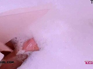 Super cute teen 18+ takes a sexy bath on sofa with uncle massage