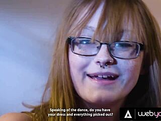 Nerdy petite 18+ redhead Amber Stark passionately fucks bestie Allie Addison in steamy lesbian hookup