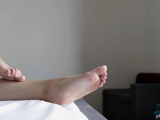 Asian teen model posing in lingerie on bed