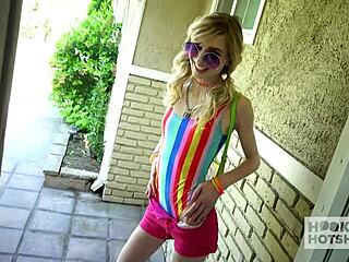 Blonde cutie Mackenzie Moss gives blowjob to big cock