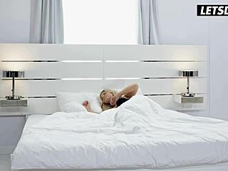 Lola Myluv, blonde Czech MILF, intensely fucks her lover with pussy licking, cum covering, and hardcore action.