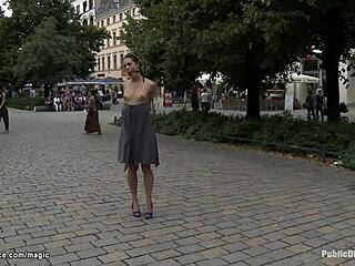 German babe gets humiliated outdoors.