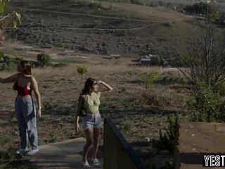 celebrity guide has threesome with two busty stepsisters