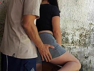 While my wife was out, the short hot maid grabbed my cock and put it inside her in the house area