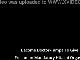 Doctor Tampa conducts mandatory vibrator therapy for freshman Angel Oaks.