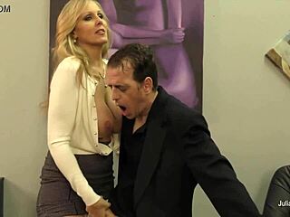 Big-Boobed Step-Mom Julia Ann Strokes Stiff Dick