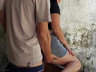 While my wife was out, the short hot maid grabbed my cock and put it inside her in the house area