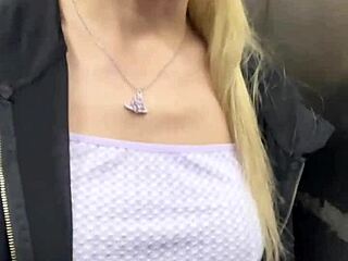 asian girl masturbating in elevator? someone walks in on her!