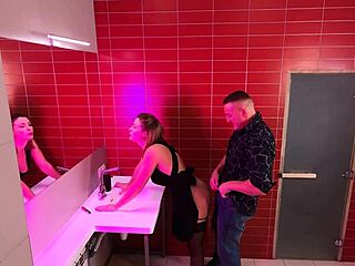 Feeling the thrill of fucking strangers in the night club's hidden public toilet
