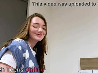 Brit teen in oily lingerie gives a sensual handjob to her neighbor at the party