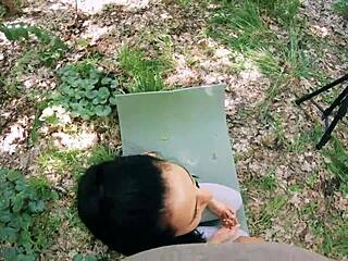 Will Ponytail Brunette Teen Take Huge Facial Cumshot During Outdoor Pov Meditation Jerking?