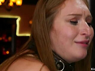 Oh, watch this busty slave get choked and creampied in a kinky threesome!