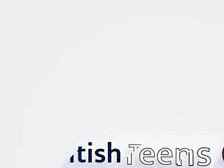 british 18 year old brunette with big natural tits and glasses gets homemade handjob from neighbor. she eats ice cream topped with cum as goth girl next door slut