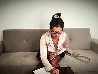 Sexy teacher takes exam with mouth full of sperm from student. But is it enough to pass?