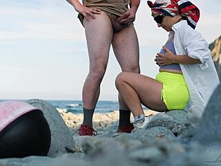 Stranger on beach sparks my interest! I give him ultimate handjob satisfaction outdoors.