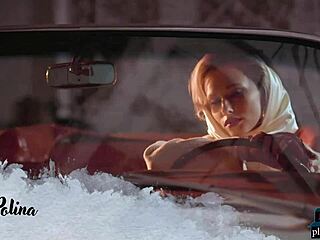 Big round ass milf blonde polina, ready to striptease for playboy in convertible?