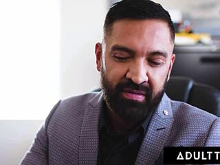 adult time bisexual boss gives naughty assistant facial with bfs help in mmf threesome wow