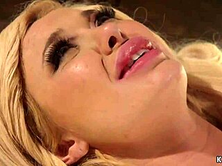 Gagged Bombshell Whipped in Lezdom!