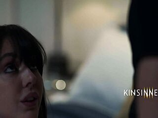 Keeping it in the distant family with shy brunette in miniskirt