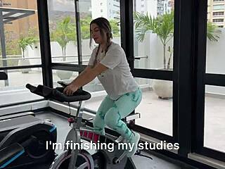 Petite blonde lures gym stranger home for taboo roleplay fuck ending in creampie in her hairy pussy.