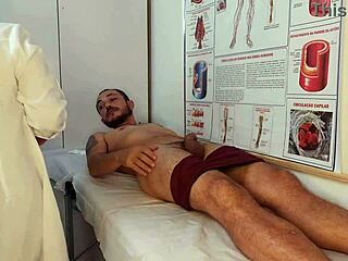 hey patient why's your cock getting hard from the nurse's touch in this hospital scene