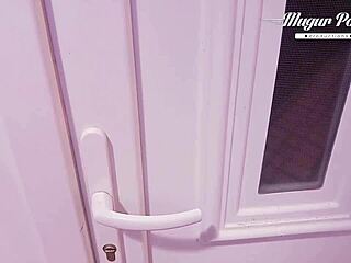 elen million gets prepped behind the scenes as blonde pornstar for anal slut action with cumshot