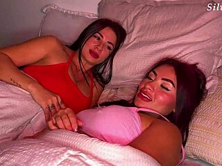 Silvana Lee & Alejandra Palacios hot lesbian stepsisters fuck after watching porn together!