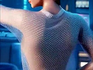 In this 3d animation overwatch scene tracer rides dildo for intense masturbation in uncensored hentai style.