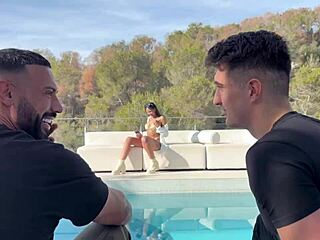 Pool girl wants to squirt with 2 huge spanish cocks