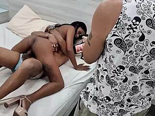 Petite indian juju screams during rough interracial double penetration backstage!