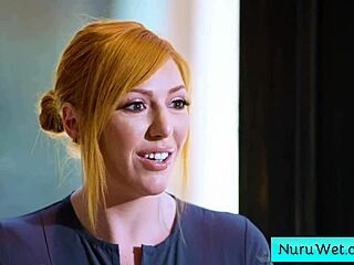 Big tit blonde masseuse lauren phillips describes a relaxing nuru massage to client david lee