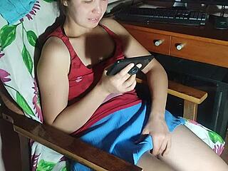 korean girl at night decided to watch porn got horny and masturbates