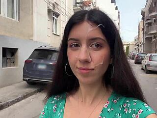 If you lose this game, walk with cum on your face in public. Cute Czech teen gets facial cumshot from huge homemade pov blowjob outdoors