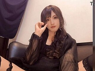 this individual video shows a cute japanese shemale crossdressing for anal assfucking. she masturbates her cock and buttocks in solo style