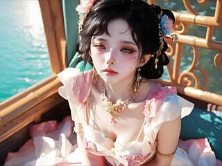 In this 3D scene, the Chinese beauty with big tits appears in ancient style. She captivates with her elegant presence and detailed features.