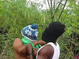 Ebony Queen Turns Outdoor Ranch Workout into Wild Bush Banging with Trainer's Monster Cock