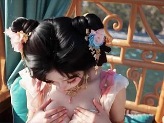 In this 3D scene, the Chinese beauty with big tits appears in ancient style. She captivates with her elegant presence and detailed features.