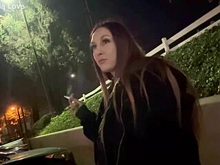 Italian Hot Milf Long Hair Artemisia Love Solo Smoking Session Outdoor