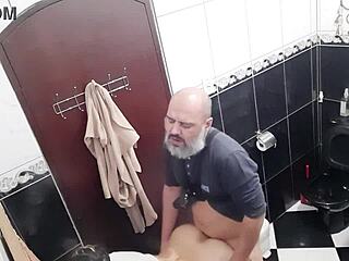 lesbian sucks and fucks for cash in coffee shop bathroom