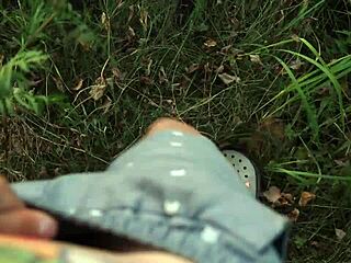 Real Amateur Couple in Outdoor Forest Assfuck with Close-Up Anal Creampie