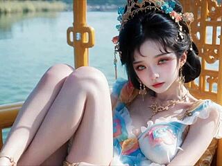 In this 3D scene, the Chinese beauty with big tits appears in ancient style. She captivates with her elegant presence and detailed features.