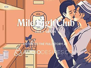 dripping wet pussy soaks seat as lesbian licks it desperately to cum in risky public flight