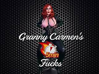 granny carmen and blue angel share licking dick in double position with double cum