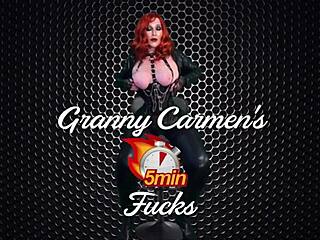 granny carmen and blue angel share licking dick in double position with double cum