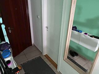 these lesbian squatters got caught in the garage and then one babe with big tits was punished by riding huge cock until facial cumshot